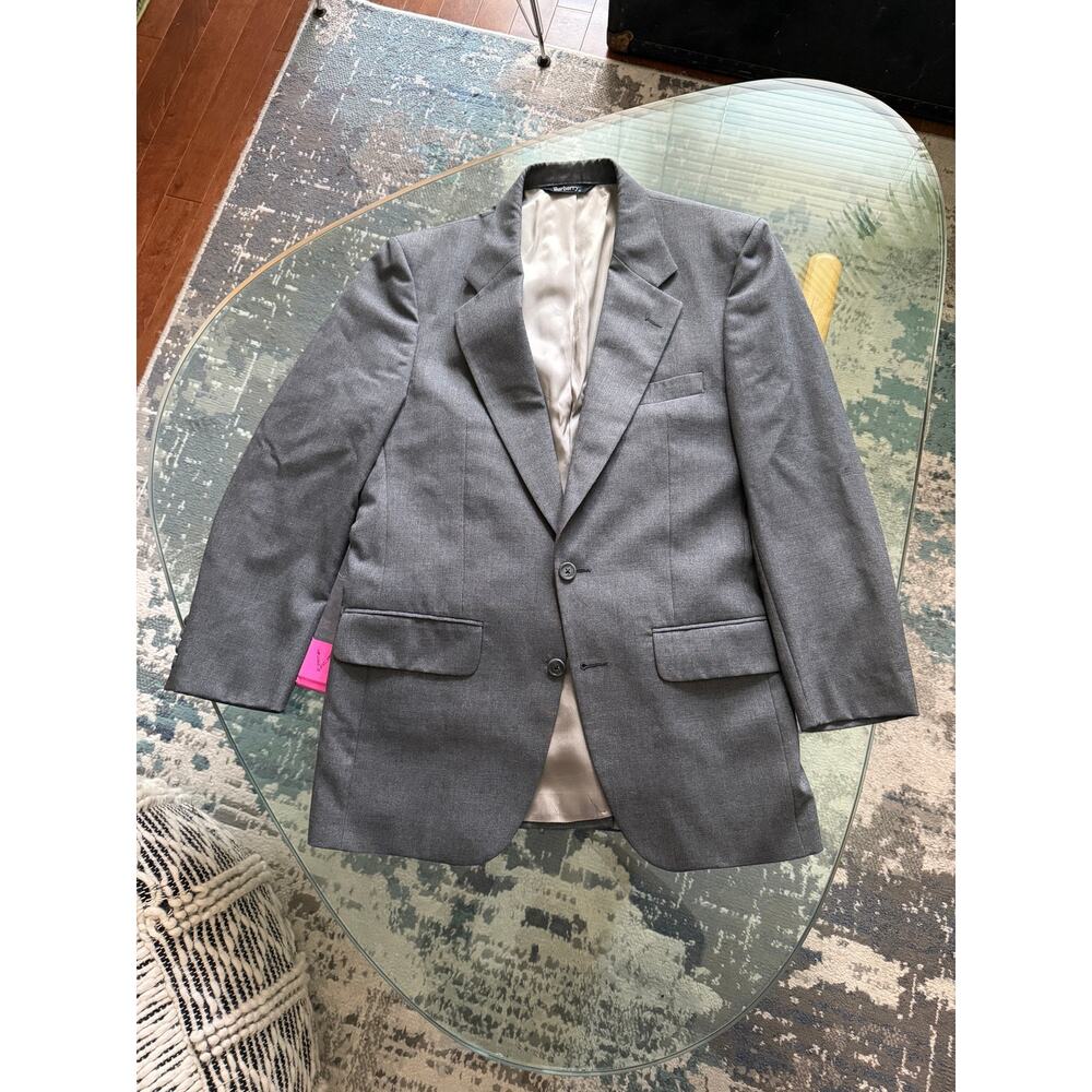Burberry's 1980's Grey Wool Vintage Blazer Jacket